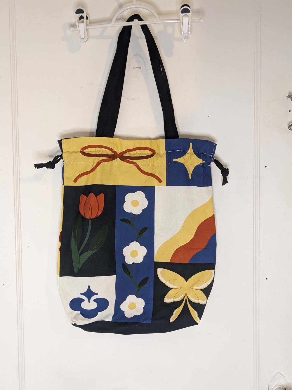Carmico Patchwork Canvas Tote With Drawstring - Picture 2 of 2